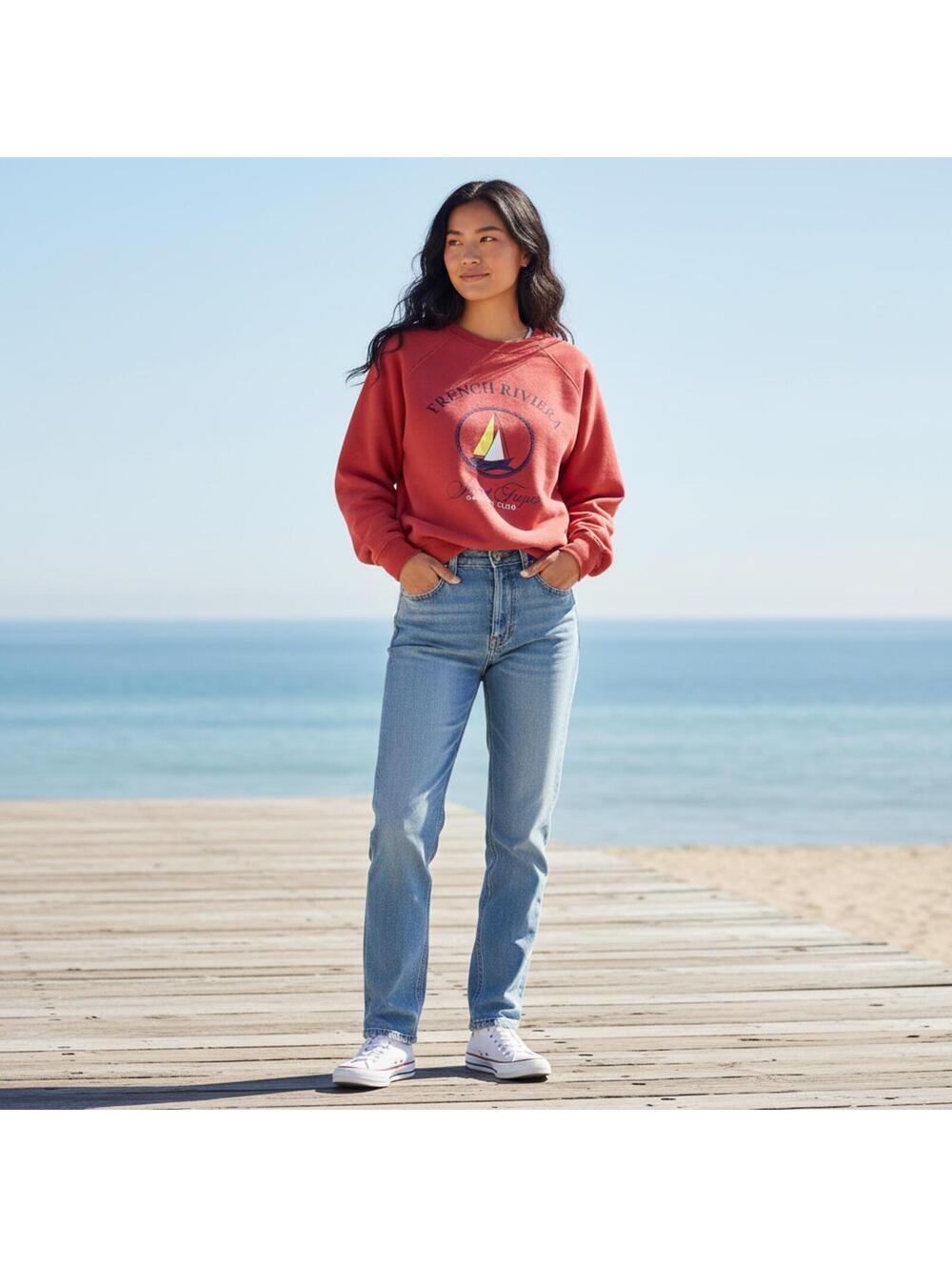 Raisonnel Saint Tropez sailing club pullover sweatshirt M red Old Money
